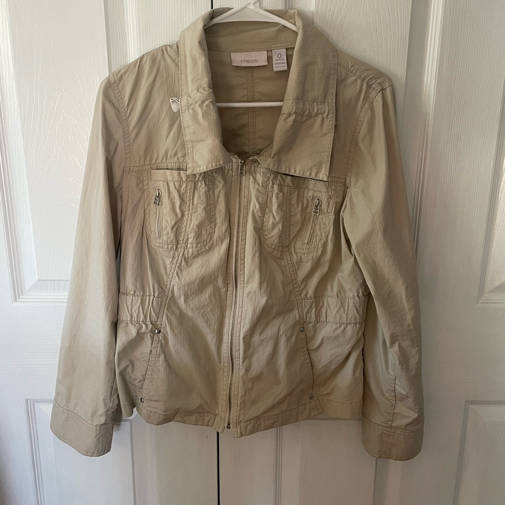 Chico's Beige/light tan Lightweight Zip-Front Jacket